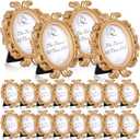 Vicenpal 20 Pieces Mini Gold Picture Frames 3.2 x 4 Inch Vintage Small Antique Resin Baroque Picture Frames Bulk Oval Hanging Display for DIY Jewelry Gifts Christmas Wedding Decor