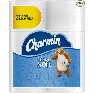 Charmin Ultra Soft Mega Roll Toilet Paper, Mega, 24 Count