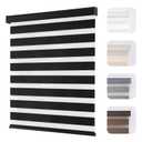 Joydeco Cordless Zebra Blinds for Windows, Dual Layer Light Control Window Blinds with Light-Proof Aluminum Cover, Free-Stop Roller Shades for Home & Office (Black,26" W x 75" H)
