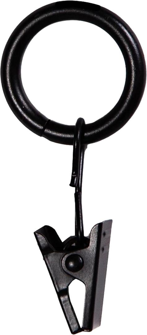 Kenney Petit Window Curtain Clip Rings, 14-Pack, Black (For 1/2" Diameter Rods)