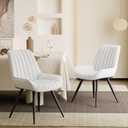 Nebuaegis Modern Dining Chairs Set of 2,Upholstered Dining Room Chairs with Thick Cushions,Fabric Comfy Dining Chairs with Metal Legs for Dining Room White