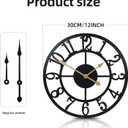 Wall Clock Battery Operated,Silent Non Ticking Modern Rustic Metal Small Clocks for Living Room/Bedroom/Office/Kitchen/Farmhouse Home Decor-12IN(Arabic Number-Black)
