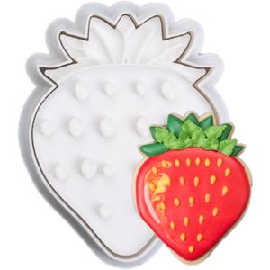 Flycalf Strawberry Cookie Cutters Fruit Summer with Plunger Stamps Holiday PLA Baking Accessories Cutter Molds Gifts Decorative Party 3.5" Kitchen Cake Supplies