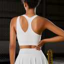 RUNNING GIRL Sports Bras for Women High Support,Seamless Ribbed Longline High Neck Sports Bra Racerback Padded Crop Top Yoga (L)