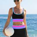 popvil High Waisted Bikini Sets for Women Tummy Control Swimsuits 3 Piece Bathing Suits Neon Swimwear with Skirt 2026 (Black, L)