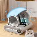 (2025) Self Cleaning Litter Box, Upgraded Robot Automatic Litter Box for Multiple Cats, 65L+9L Extra Large, Features Negative ion Sterilization and Deodorization, APP Control, Health Monitor (White)