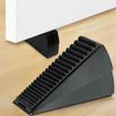 Heavy Duty Large Door Stoppers, Adjustable Spring Loaded Tall Doorstop Jammer Rubber Door Stopper Wedge with Storage Holder for Any Heavy Doors up to 3" Gap, Black 2pack