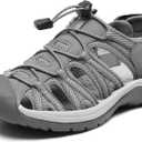 DREAM PAIRS Womens Closed Toe Hiking Summer Outdoor Sport Athletic Sandals (9, Grey)