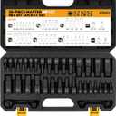 Hex Bit Impact Socket Set: 36-Piece with 4 Adapters, 1/4", 3/8", 1/2"Drive Master Allen Socket Set, Cr-V Steel, SAE and Metric, H5-H19 & 3/4"-5/64", Reinforced Storage Case, Automotive Mechanic