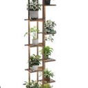 Solatmos Bamboo Plant Stand With Grow Lights Indoor Plants Outdoor Corner Plant Shelf Flower Stands for Living Room Patio Garden Corner Balcony (Brown, 8 Tier)
