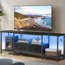 Songmics Bellah Collection - TV Stand with Power Outlets and Lights, Entertainment Center Media Console for TVs Up to 70 Inches, Living Room, Shelves, Drawers, Modern, Ink Black ULGS420B101S