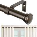 TONIAL Curtain Rods 32 to 58 Inch(2.6-4.8ft), Telescoping Splicing 3/4 Drapery Rods for Windows 20 to 53 Inch(1.7-4.4ft)32 to 58 Inch Decorative Single Rod with Small Cap Finial, Bronze