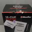 Mueller 12-Cup Drip Coffee Maker - Borosilicate Carafe, Auto-Off, Reusable Filter, Anti-Drip, Keep-Warm Function, Clear Water Level Window Coffee Machine, Kitchen Essentials & Accessories (Black)