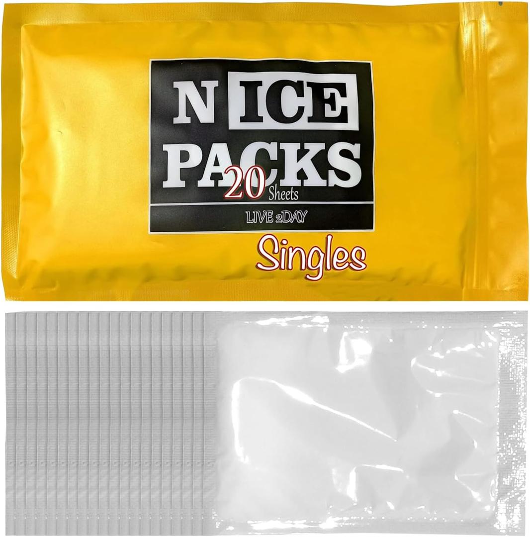 Nice Packs Reusable Dry Ice Packs for Coolers, Lunch Boxes & Frozen Food - Flexible and Long Lasting (20 Single Cell Sheets)