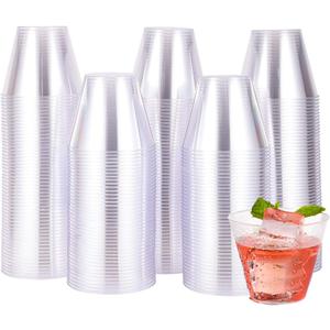 JOLLY CHEF     Clear Disposable Plastic Cups, Clear Plastic Cups Tumblers, Heavy-duty Party Glasses, Disposable Cups for Thanksgiving, Halloween,Christmas Party (200 Count (Pack of 1), 9oz-Clear-200)