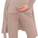 SWOMOG Maternity Nursing Robe Set 3 PCS Women Postpartum Pajamas Breastfeeding Labor Delivery Hospital Pregnancy Pjs (Medium, Light Brown)
