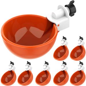 Lil'Clucker Large Automatic Chicken Waterer Cups | Chicken Water Feeder Suitable for Chicks, Duck, Goose, Turkey and Bunny | Poultry Water Feeder Kit (Orange, 8-Pack)