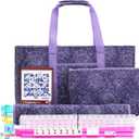 American Mahjong Tile Set with Purple Printed Carrying Bag, 166 Premium White Tiles, 4 All-in-One Color Racks/Pushers, Mah Jongg Sets, Complete Mahjong Game Set for Travel, 4 inches x 9 inches x 21 inches