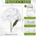 Flowers in Mason Jars for Table, 10 Set Artificial Hydrangea Table Centerpieces Glass Flowers Vases Decor for Home Party Wedding Farmhouse Bridal Shower Graduation Boho Decorative(White)