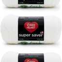 Red Heart Super Saver Soft White Yarn - 3 Pack of 198g/7oz - Acrylic - 4 Medium (Worsted) - 364 Yards - Knitting/Crochet