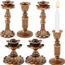 Suclain 6 Pcs Vintage Candlestick Holders Taper Resin Candle Holder Retro Antique Candle Holder Floral Decorative Candlesticks for Wedding Anniversary Table Centerpieces Fireplace Home Decor(Bronze)