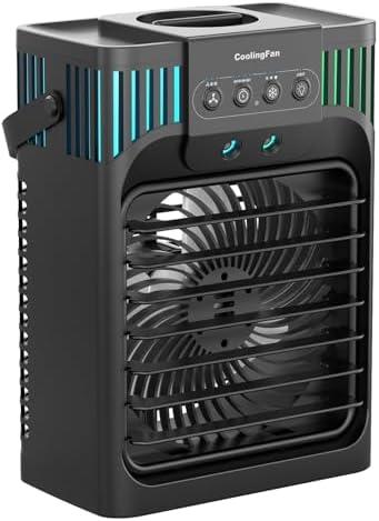 Portable Air Conditioners,4-in-1 Evaporative Air Cooler with 3 Speeds, 3 Modes & 7 LED Light Cooling Fan with Remote, 2-8H Timer, 1200ML Personal Mini Air Conditioner for Bedroom and Office