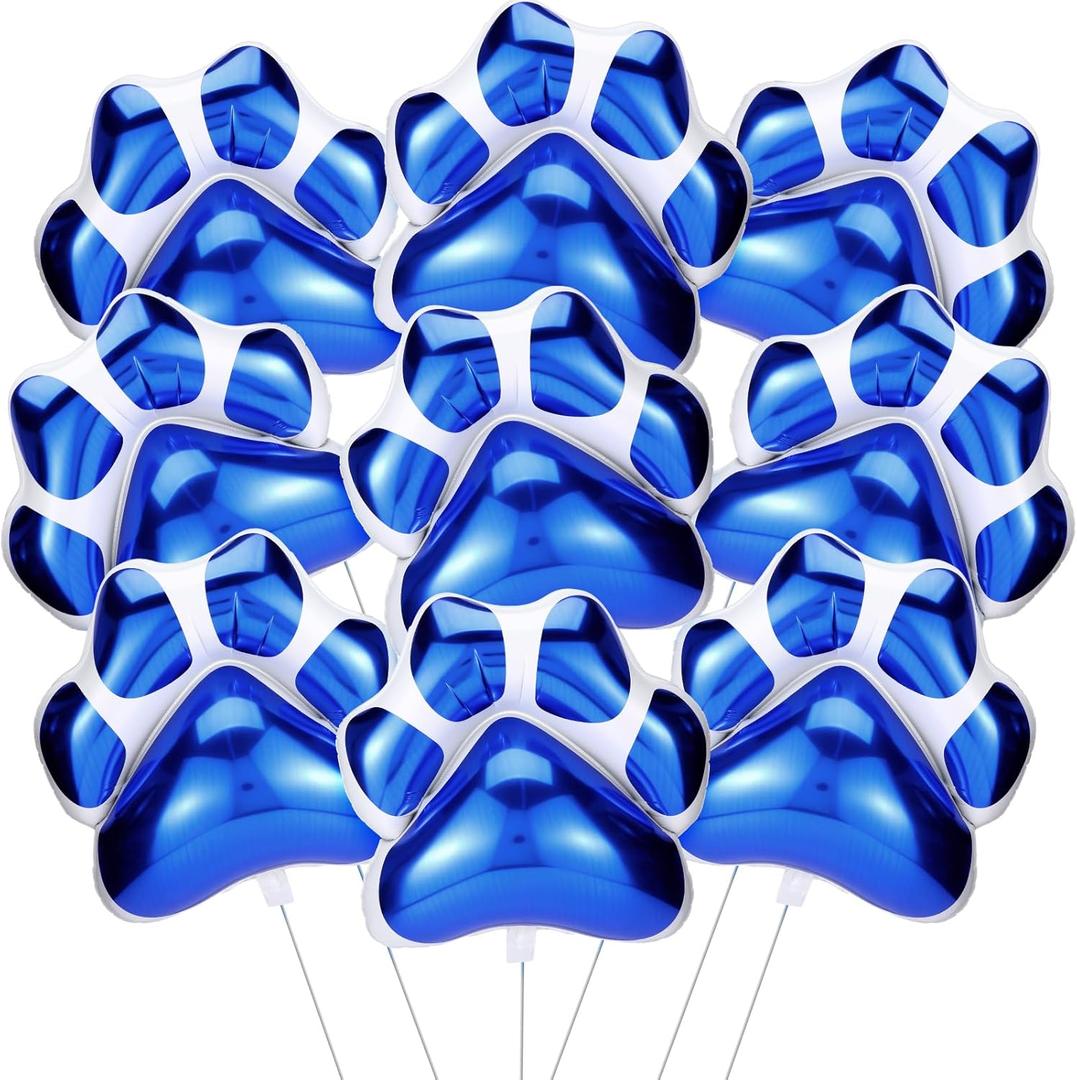 Hungdao 9 Pcs 28 x 26 Inch Blue Dog Paw Balloons Paw Print Foil Balloons Large Puppy Birthday Party Supplies for Baby Shower Pets Dog Themed Party Decorations