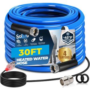 Scilulu 30ft Heated Water Hose for RV, Freeze Protection to -45°F, Lead-Free & BPA-Free, Safe Drinking Water for Campers, Gardening, Livestock, Home Use