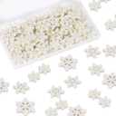 Tiny Resin Snowflakes Embellishment Christmas Decorative Snowflake Decor Small White Snow Shaped Flatback Charms Ornaments with Box, 3 Sizes