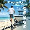 3 Step Boat Trailer Steps with Handrail, 500 lbs Capacity, EVA Anti-Slip