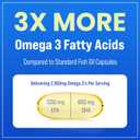 Triple Strength Omega 3 Fish Oil 3600 mg | EPA & DHA | 180 Softgels | Burpless Fish Oil Supplement, Wild Caught | Over 2100mg Omega-3 Fatty Acids Supplements | Natural Lemon Flavor Omegas 3 Pills, EXP: 04/2027