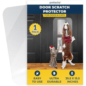 PROTECTO 35.5x15.5 Door Protector from Dog Scratching  Cat & Dog Scratch Guard for Indoor/Outdoor Use  Easy Install on Walls, Glass Doors, Screens (1-pack Clear)