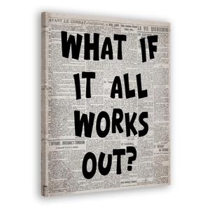FITIE What If It All Works Out Canvas Wall Art Poster, Retro Newspaper Typography Black and White Framed Artwork Prints Wall Decor for Home Bedroom Living Room Apartment, 11x14 Inch