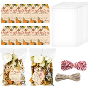 24 Set 50 Pcs Christmas Potpourri Cellophane Bags Resealable Closure Potpourri Gift Bags Stovetop Simmer Instruction Tags DIY Crafting Stovetop Simmer for Home Christmas Party Gift Decor Friend