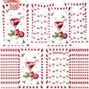4 x 50Pcs Christmas Goody Gift Bag - ArianQicult Christmas Watercolor Plastic Snacks Party Favor Tote Bags with Handles Xmas Wrap Supplies for New Year Winter Holiday Goodie Gift Party Decoration Supplies