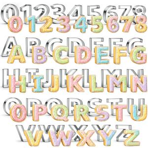 FillTouch 35 Pcs 3 Inch Large Alphabet & Number Letter Cookie Cutters Stainless Steel Cookie Fondant Cutter Set Metal Biscuit Dough Mold Baking Tool for Cake Holiday Birthday Home Party Supplies