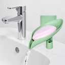 Leaf-Shaped Wall-Mounted Soap Holder with 3 Adjustable Drainage Positions & 180 Rotating Tray  Heavy-Duty Adhesive Backing, Space-Saving Soap Holder for Showers, Sinks, Green