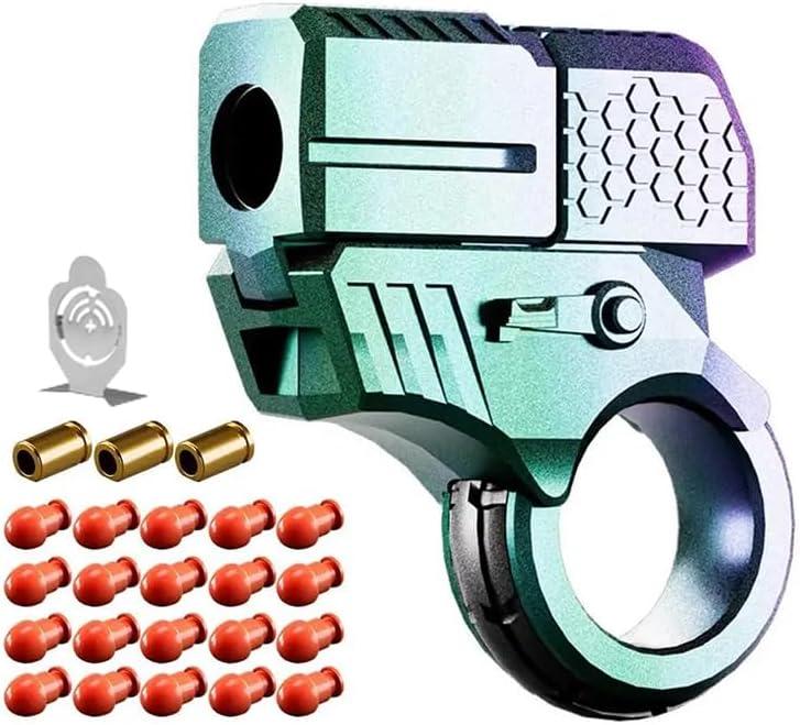 Adult Fidget Toys for Stress Relief EDC Alloy Finger Toy Pistol Decompression Launcher Model Ring for Anxiety Gift(Style-A)