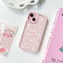 Lovmooful for iPhone 15 Case Clear Glitter Cute Flower-Pink