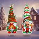 2 Pcs 32 Inch Christmas Decorations Outdoor Lighted Gnomes Decorative Garden Stakes Winter Large Christmas Yard Signs Outside Garden Yard Lawn Porch Holiday Party