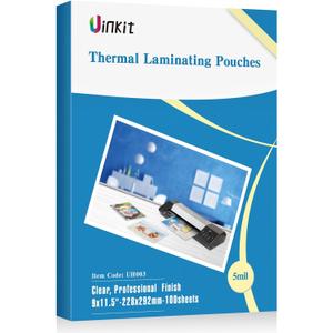 Uinkit 5mil 100Pack Hot Thermal Laminating Pouches 9x11.5-Inches Laminating Sheets, for Sealed Photo and Documents Clear Letter Size 8.5x11-Inches Laminated Paper