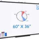 Large Magnetic Whiteboard, maxtek 60 x 36 Magnetic Dry Erase Board Foldable for Wall, 5' x 3' Aluminum Presentation Big Wall-Mounted Marker Board for Office Home & School (Black)