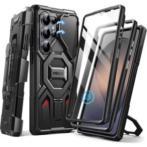 TONGATE Magnetic Stand for Samsung Galaxy S26 Ultra Case, Compatible with Magsafe, [Camera Cover & 2 Front Frames][Military Drop Protection] S26 Ultra Case Built-in Screen Protector & Belt Clip, Black