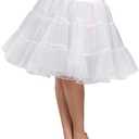 Women's 50s Vintage Rockabilly Petticoat Crinoline Tutu Underskirt 27" Length Net Tulle Petticoat Half Slip (FBA), White, Large