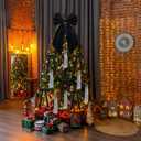 Gejoy Velvet Christmas Ornaments Set-12 Velvet Bows, 1 Christmas Tree Skirt, 1 Large Tree Topper Bow, 5000 Strands Silver Tinsel Icicles for Xmas Trees Wreaths Fireplace Gifts Decor(Black)