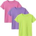 3 Pack Toddler Short Sleeve Tops | Crew Neck, Slim Fit, Summer Tees, Basic, Cute, Casual Tops, for Kids 18M-5T