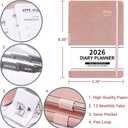 2026 Appointment Book & Planner - Jan. 2026 - Dec. 2026, Daily Hourly Planner 2026, 5.75" X 8.25", 60-Minute Interval, Faux Soft Leather Cover, Premium Paper with Pen Holder, Inner Pocket - Rose Gold