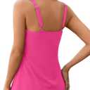 V FOR CITY Tank Top for Women with Built-in Padded Bra Adjustable Wide Strap Camisole Cotton Cami Shirts (Pink, S)