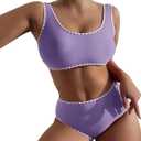 HJBJL Bikini Women's Tank Top Lace Swimsuit Set High Waist Solid Color Panties Sexy Swimsuit Set, 13-14Y 