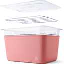 Greater Goods Sous Vide Container 12 Qt with Stainless Steel Rack, Insulation Sleeve, and Lid, (Pink)